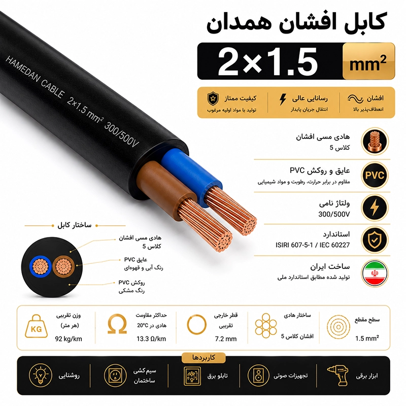 کابل افشان همدان 1.5*2